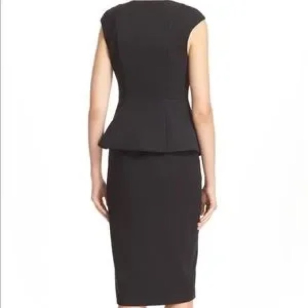 Ted Baker London Jumana Texture Peplum Dress Black Zip Sheath Size 3 /US Medium - Picture 2 of 7
